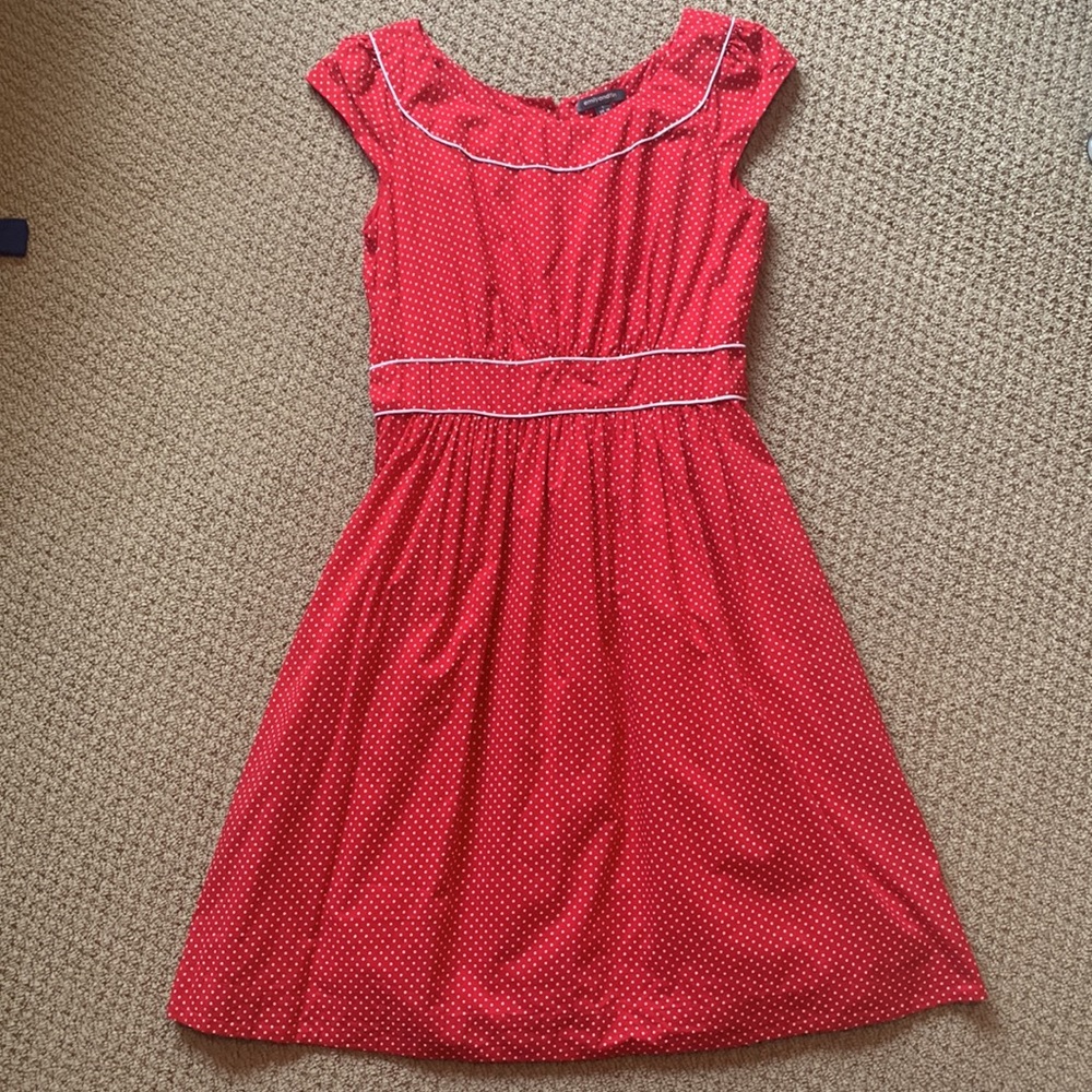 Emily and Fin red dress with white polka dots- with pockets!